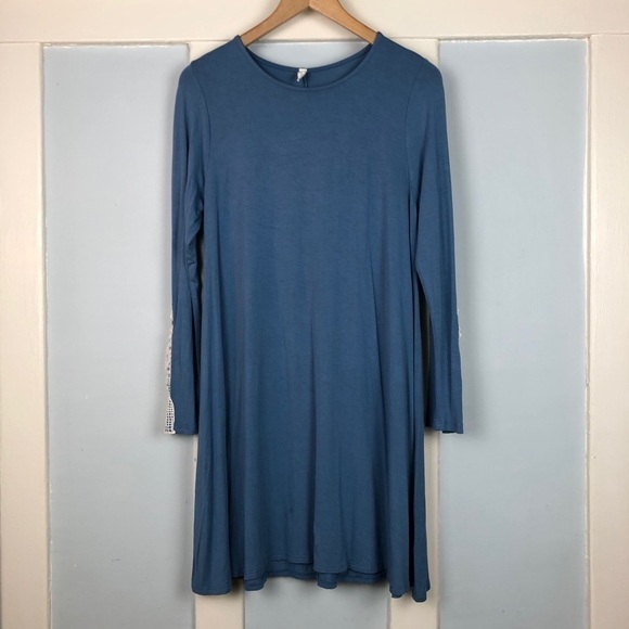 Pinkblush Blue Maternity Dress With Crochet Accent - Picture 1 of 2